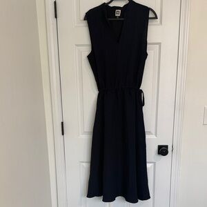 Anne Klein Blue-Black Midi Dress W/ Pockets